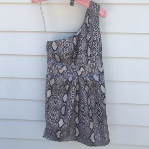 One shoulder Vegan snakeskin dress